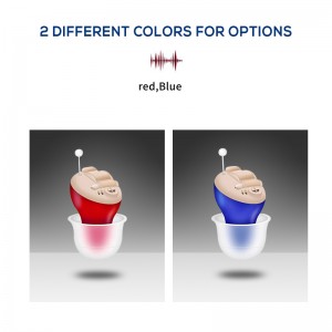 Great-Ears G11X cic mini invisible wear in ear noise reduction blue and red hearing aids