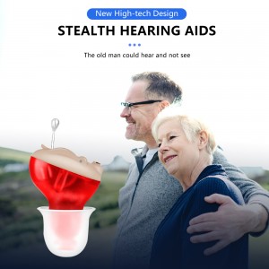 Great-Ears G11X cic mini invisible wear in ear noise reduction blue and red hearing aids